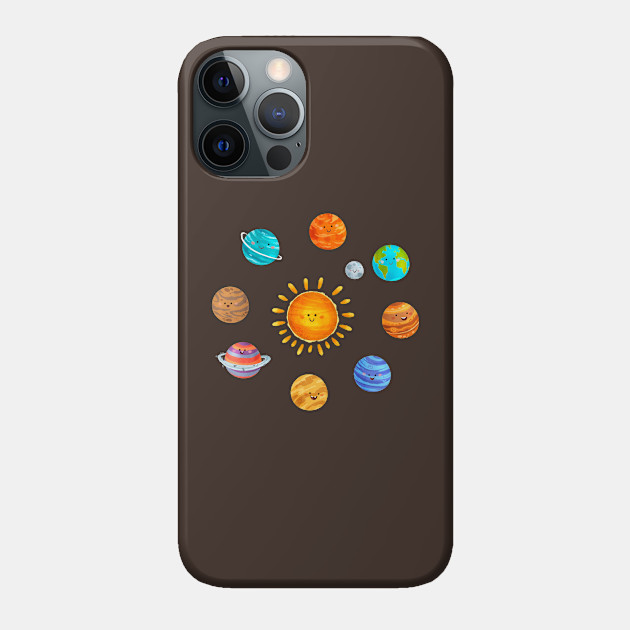 Planetas infantiles fondo blanco - Solar System - Phone Case