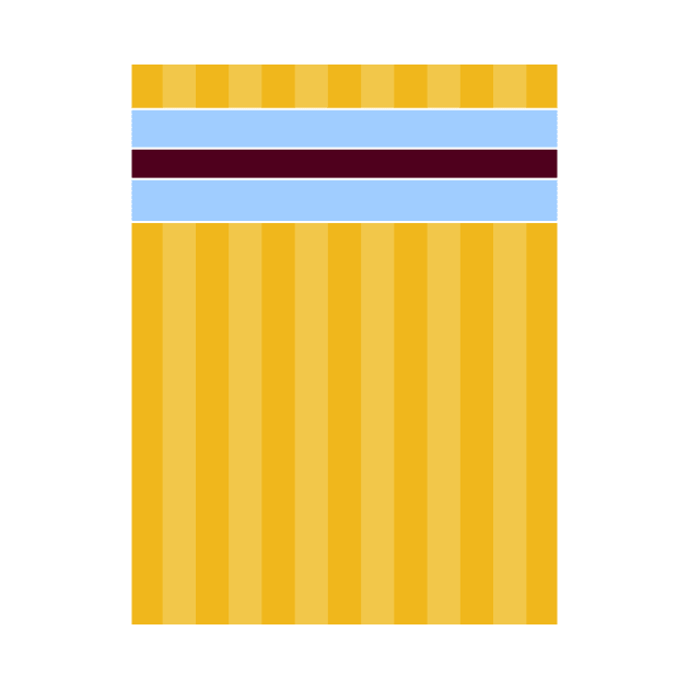 Aston Villa Retro 1985 Yellow Striped Blue and Claret Bars Away by Culture-Factory