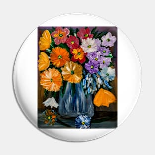 Some abstract vibrant colorful flowers in a glass vase  . Pin
