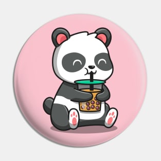 Cute Panda Sipping Boba Milk Tea Pin