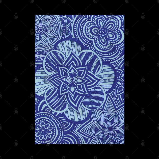 Cobalt Floral Snowflakes by AmyMinori