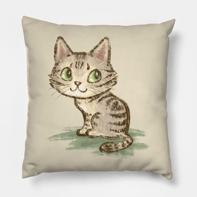 Cat with a heart mark on its back Pillow by sanogawa