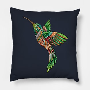 Vibrant Flight: Stylized Hummingbird Pillow