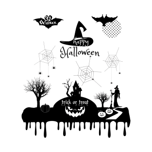 Halloween. Treat or Trick Halloween Pumpkin Magic Witch Woman Spider T-Shirt