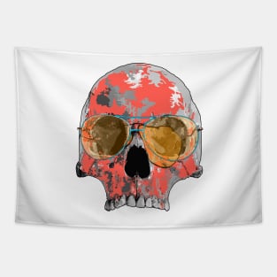 Tomato red skull with aviator sunglasses Tapestry