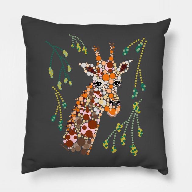 Pretty Giraffe Graphic Design Circles Bubbles Dots Pillow by DoubleBrush