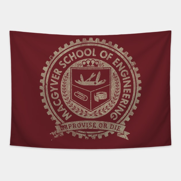 VINTAGE -  MacGyver School of Engineering Tapestry by jandamuda99