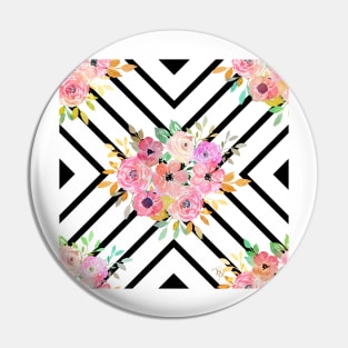 Watercolor floral and geometric diamond design Pin