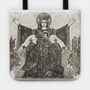 Saint Mary and her baby Jesus Tote