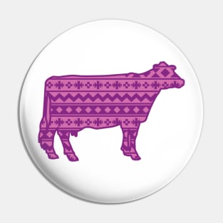 Holstein Dairy Cow with Pink Southwest Pattern Pin