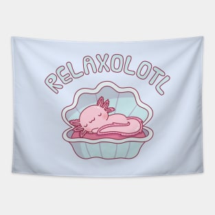 Cute Sleeping Axolotl Relaxolotl Funny Pun Tapestry