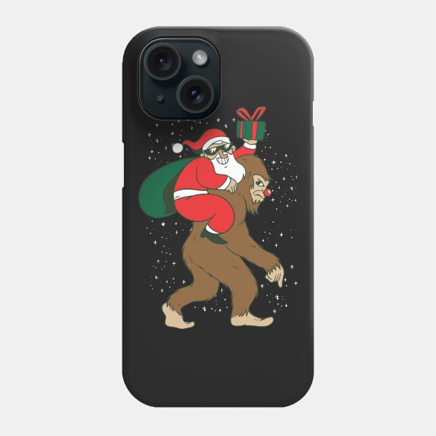 Santa Riding Bigfoot Funny Yeti Christmas design Phone Case by theodoros20