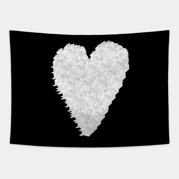 White Rose Heart Tapestry by Not Meow Designs 