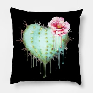 Cactus heart watercolor purple flower Pillow