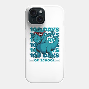 100 Days of school typography featuring a T-rex dino Dabbing #4 Phone Case