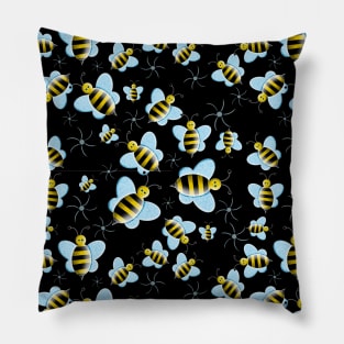 Bumblebees on black Pillow