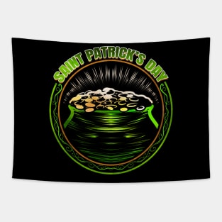 Pot Of Gold Logo For St Patricks Day Tapestry