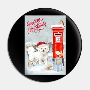 Bichon Frise Merry Christmas Santa Dog Pin