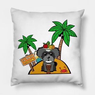 Funny schnauzer is on a deserted island Pillow