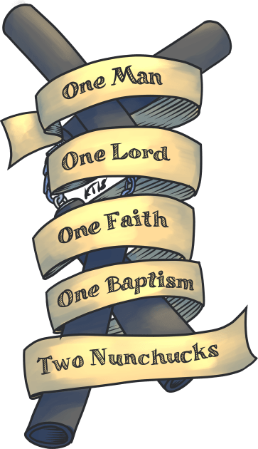 One Man, One Lord, One Faith, One Baptism, Two Nunchucks Kids T-Shirt by Kytri