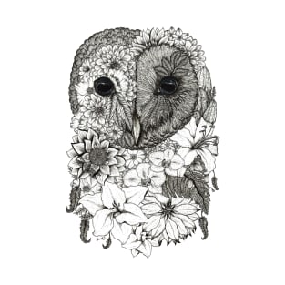 Floral Owl White Background T-Shirt