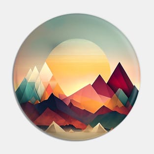 Colorful Sunset Geometric Mountains Sunrise Pin