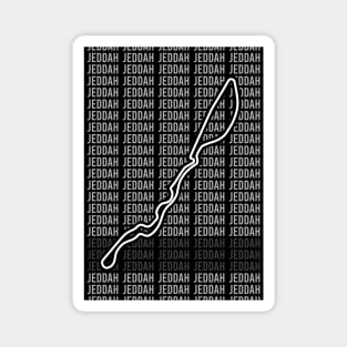 Jeddah - F1 Circuit - Black and White Magnet