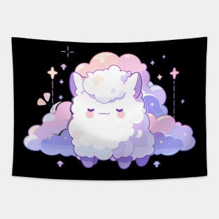 Adorable Fluffy Cloud Kawaii Llama Tapestry