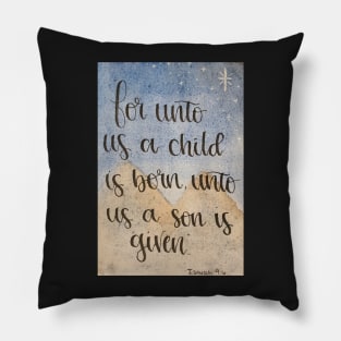 Isaiah 9:6 - Bible Verse Watercolor and Hand Lettered Art Pillow