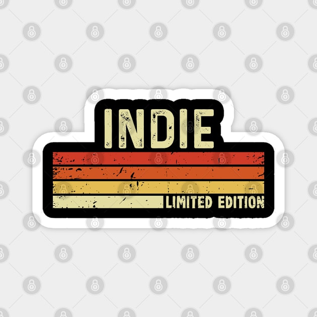 Indie First Name Vintage Retro Gift For Indie Magnet by CoolDesignsDz