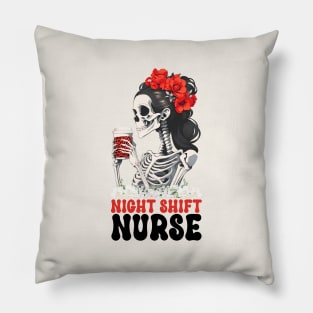 Night Shift Nurse Skeleton Pillow