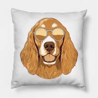 Golden Summer dog in sunglasses 2 Pillow