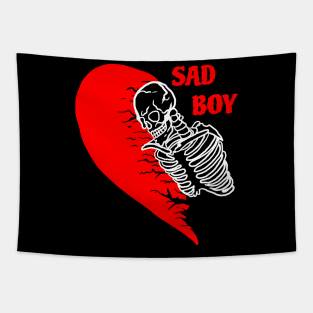 Sad Boy Skeleton Tapestry