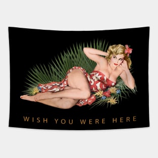 Hula Girl Wish You Were Here #2 Tapestry