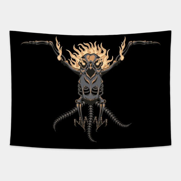 Phoenix Skull Tapestry by giggleapin