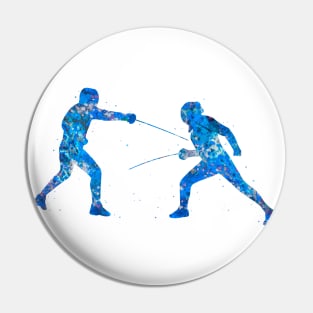 Fencing blue art Pin