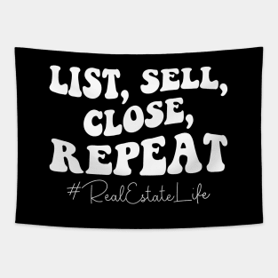 List Sell Close Repeat Retro Real Estate Agent Realtor Saying Tapestry