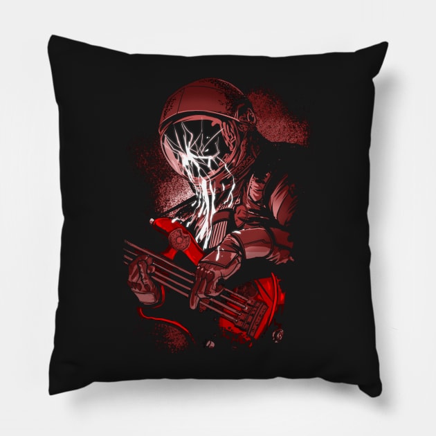 astronaut vs Bass Pillow by artofkaan