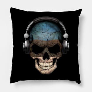 Dark Skull Deejay with Estonian Flag Pillow