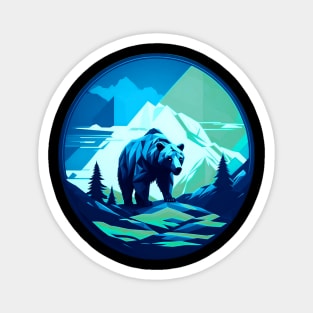 Geometric Bear In Ice Capped Mountains Magnet