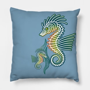 Stylized Graphic Seahorses Pillow