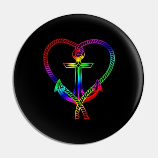 'Rainbow Heart With Anchor' Awesome LGBTQ Pride Day Gift Pin