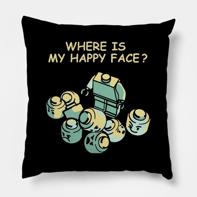 Where Is My HapFace Pillow by Weirdcore