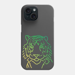 Green Tiger Face Line Art Phone Case