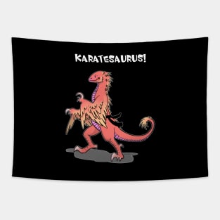 Karatesaurus in orange for dark backgrounds Tapestry