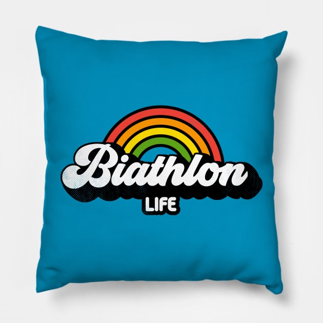 Groovy Rainbow Biathlon Life Pillow by rojakdesigns