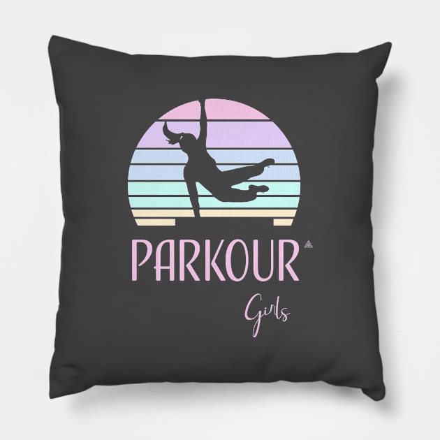 Parkour Girls Pillow by e3d