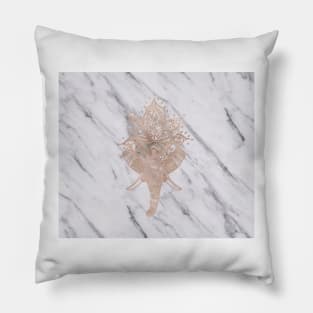 Rose gold abstract elephant - white marble Pillow