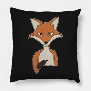 Grumpy Fox Holding Middle Finger Pillow