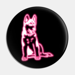 Neon Husky Puppy Pin